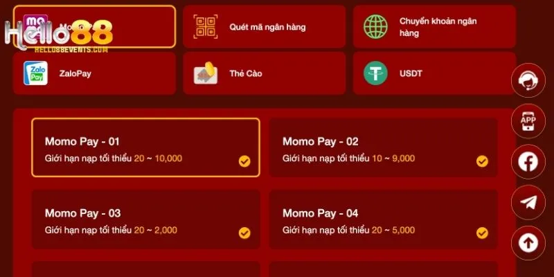Ví điện tử là cách nạp tiền Hello88 được hội viên yêu thích