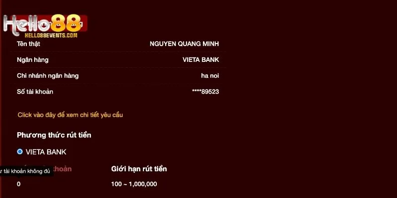 Hướng dẫn thủ tục rút tiền Hello88 nhanh chóng, an toàn